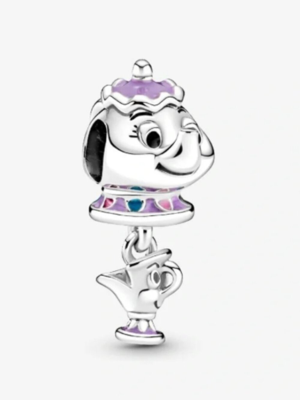 New Pandora S925 ALE Disney Beauty and the Beast Mrs. Potts & Chip Dangle Charm - Picture 2 of 4
